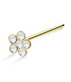 Flower Gem Shaped Silver Straight Nose Stud NSKA-11s